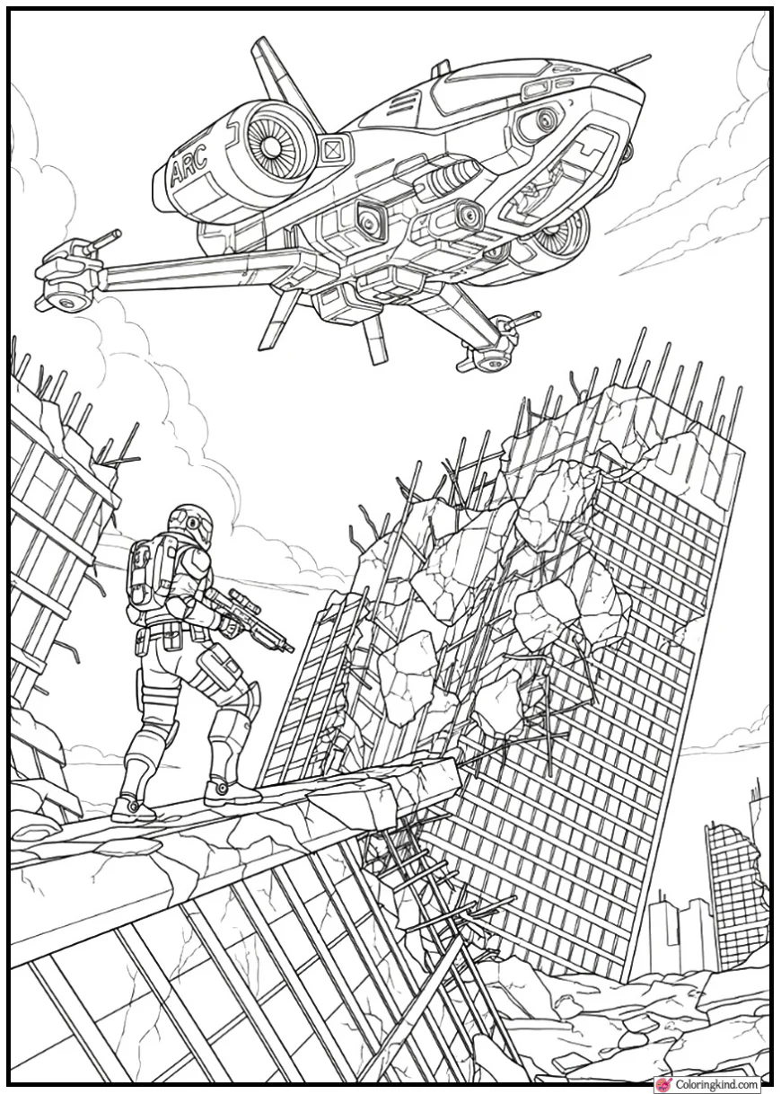 ARC Raider Scout Standing on a Collapsed Skyscraper