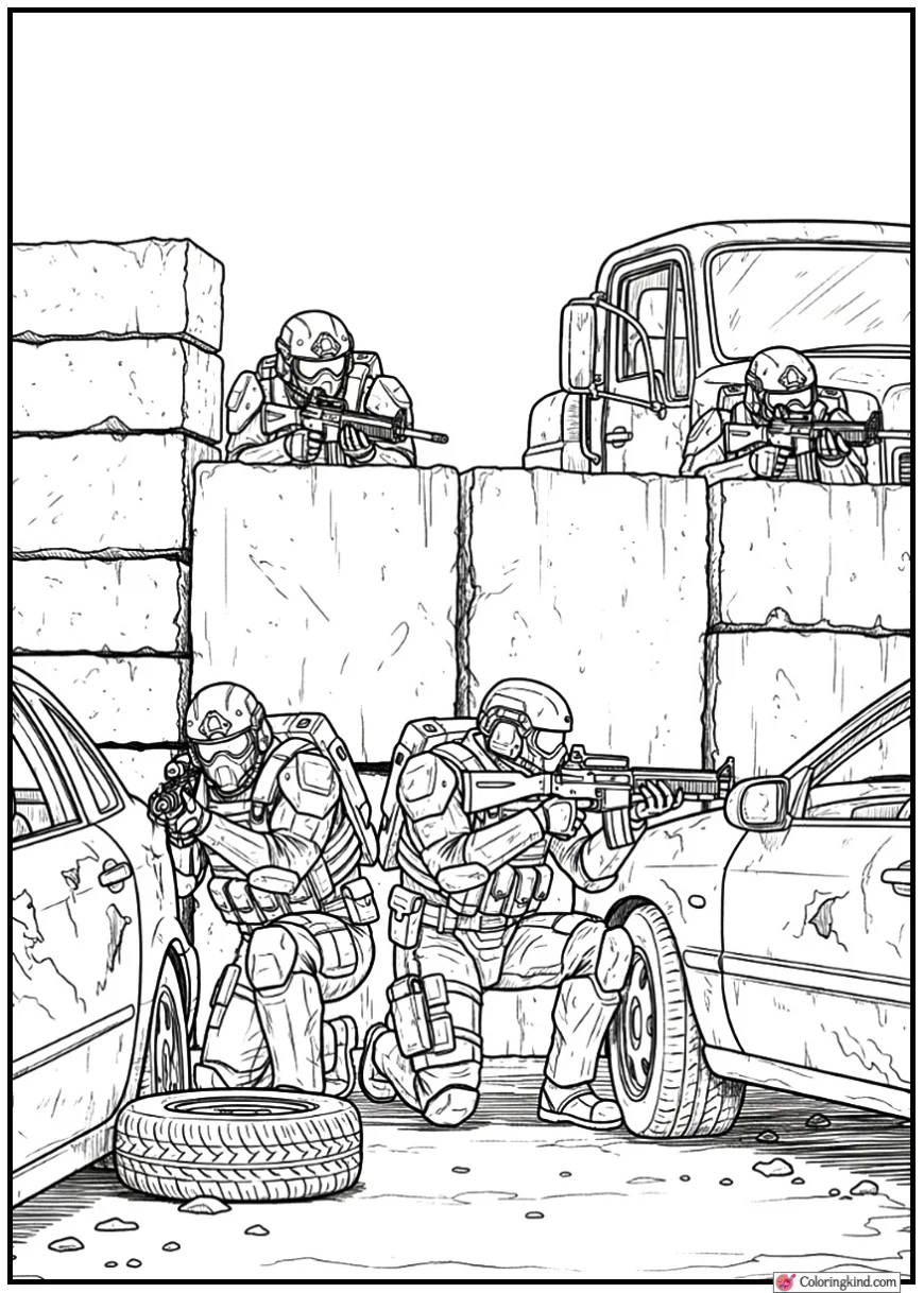 ARC Raider Team Preparing Ambush Behind Concrete Barricades