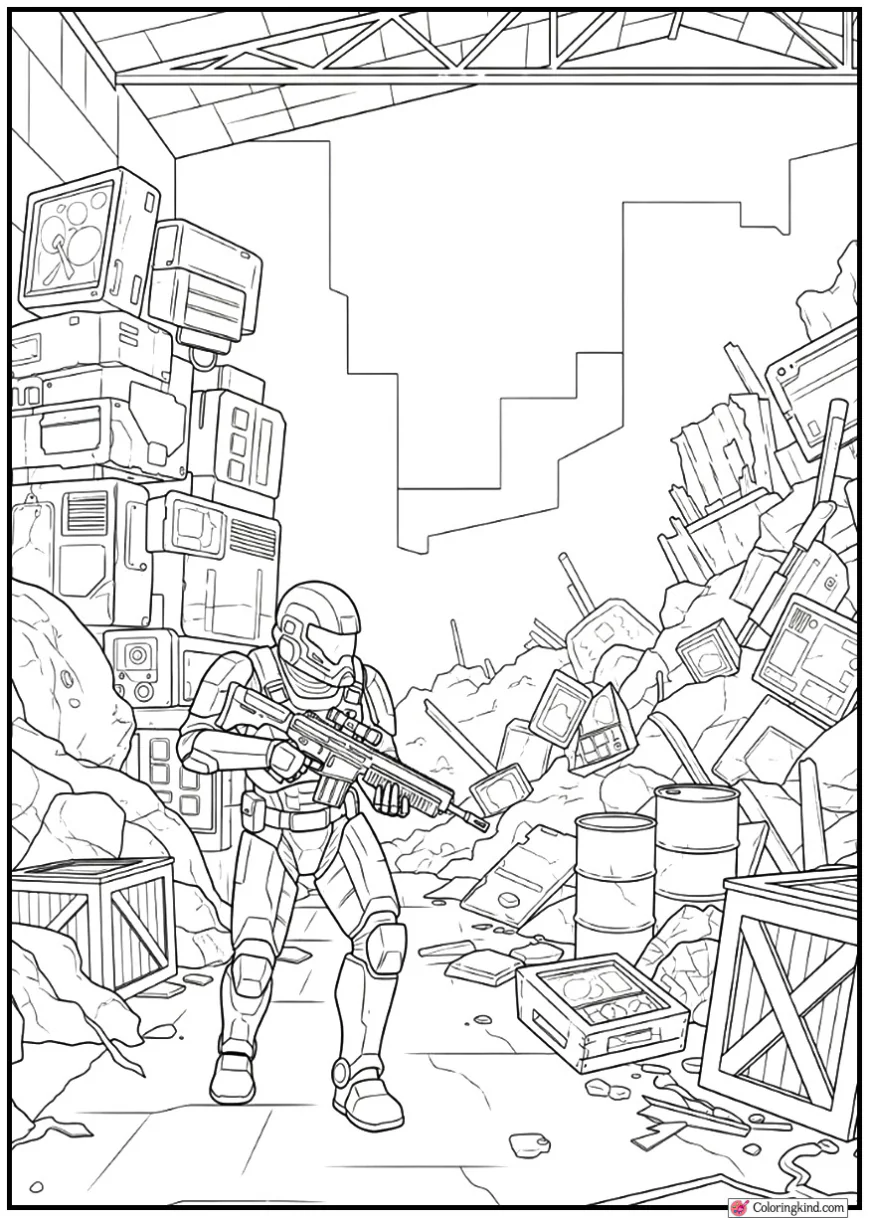 ARC Raider Sneaking Through Warehouse Full of Scrap