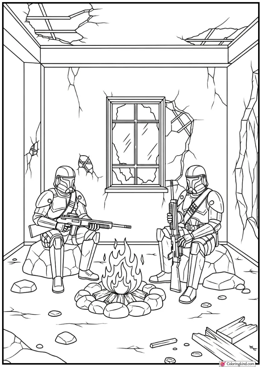ARC Raider Campfire Scene Inside Ruined Apartment