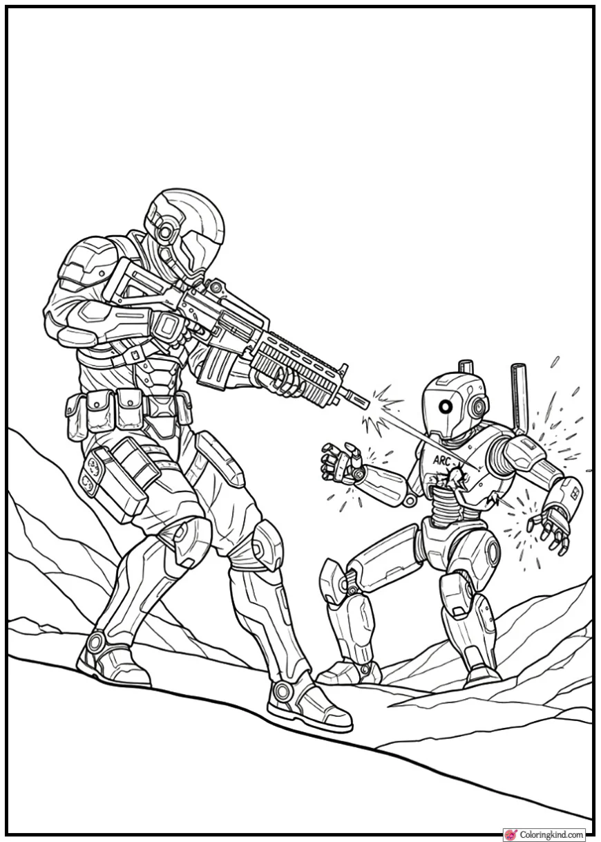 ARC Raider Close Combat Scene Against ARC Scout Bot