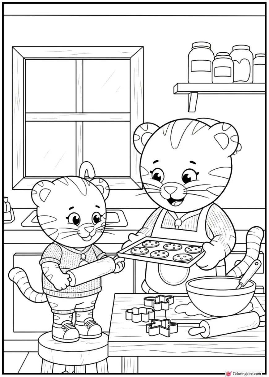 Daniel Tiger and Mom Tiger Baking Cookies