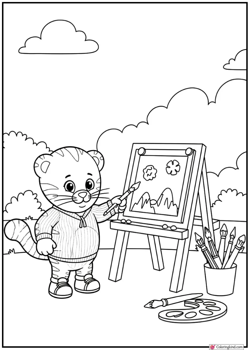 Daniel Tiger Painting at School with Easels