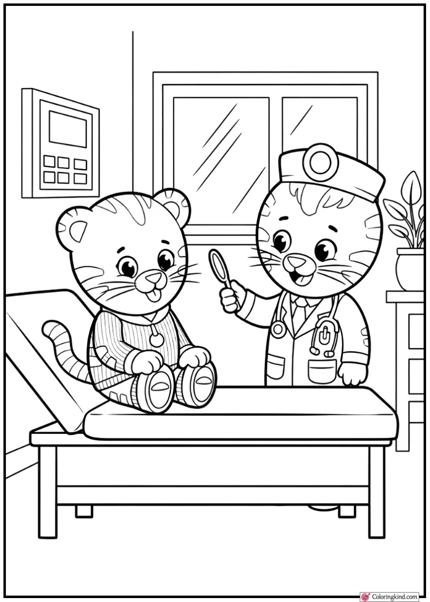 Daniel Tiger at the Doctor’s Office with Exam Table