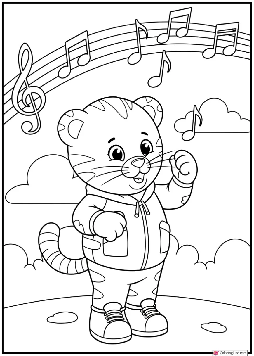 Daniel Tiger Singing with Music Notes