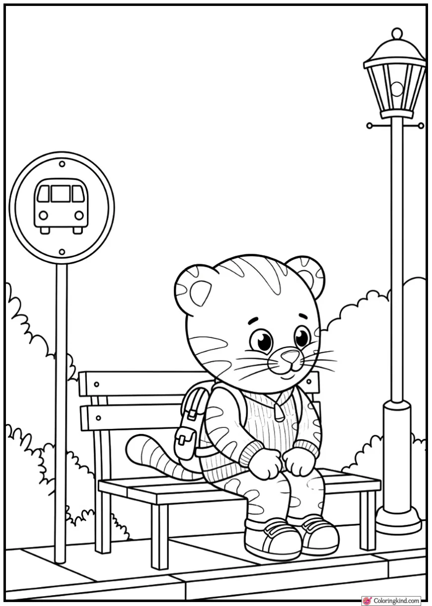 Daniel Tiger Waiting Patiently at the Bus Stop