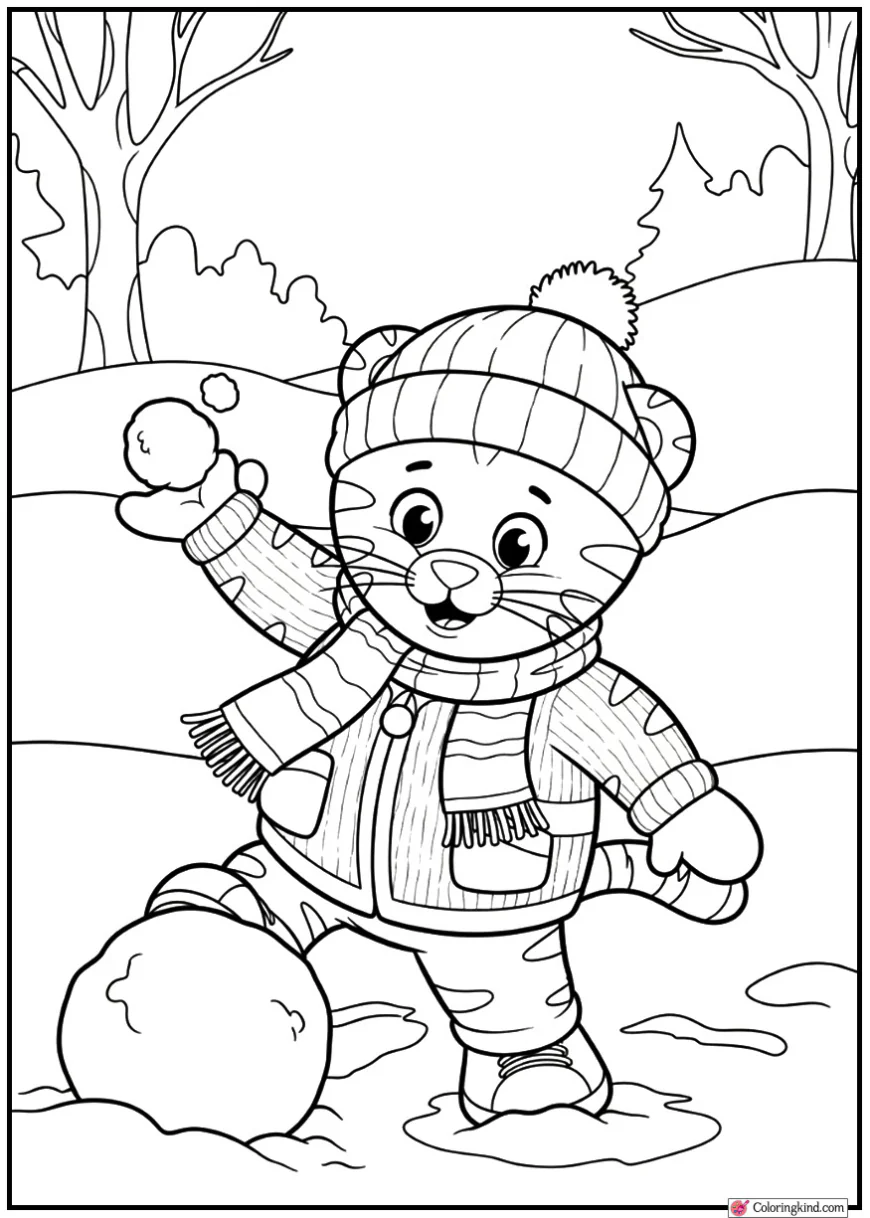 Daniel Tiger Playing in the Snow with Winter Clothes