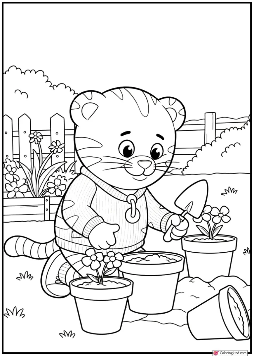 Daniel Tiger Planting Flowers in the Garden