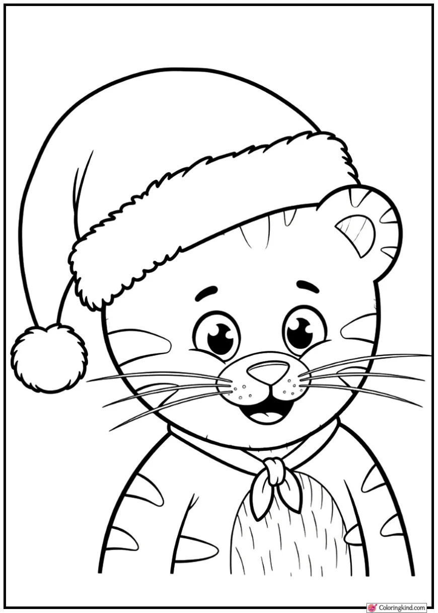 Daniel Tiger with a Christmas hat