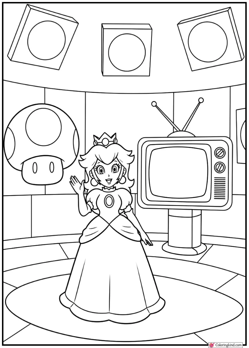 Princess Peach in Mushroom Kingdom TV Studio