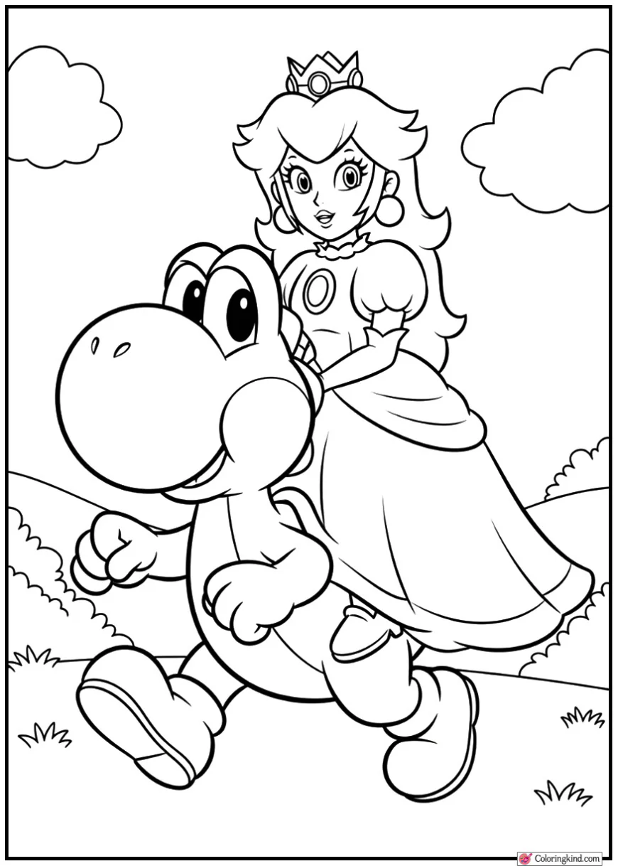 Princess Peach Riding a Yoshi