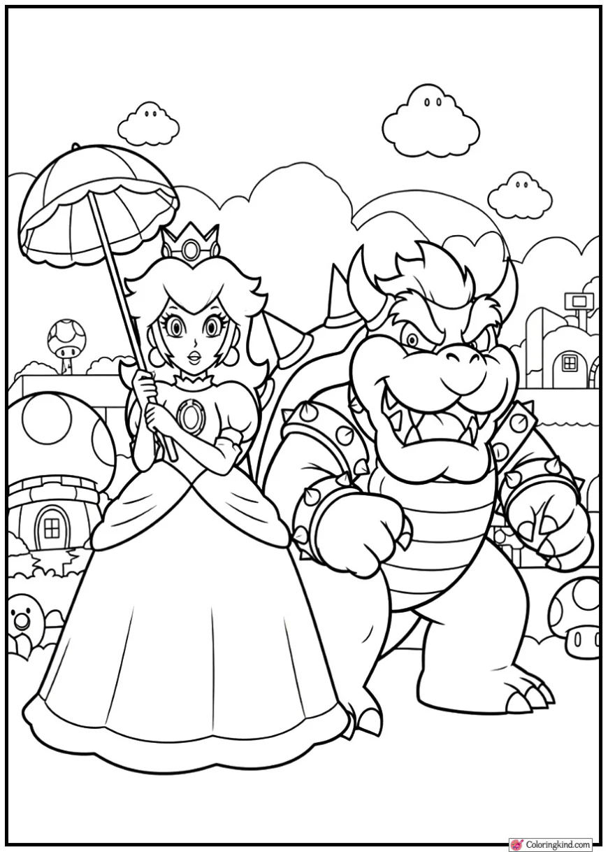 Princess Peach and Bowser in Mushroom Kingdom
