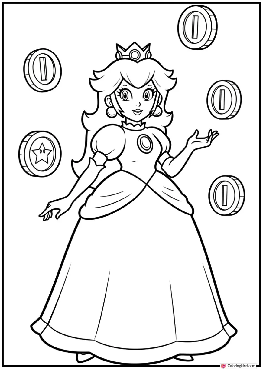 Princess Peach with Floating Coins