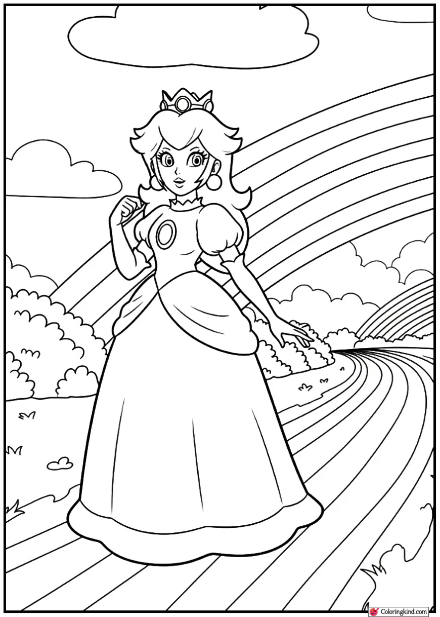 Princess Peach at Rainbow Road
