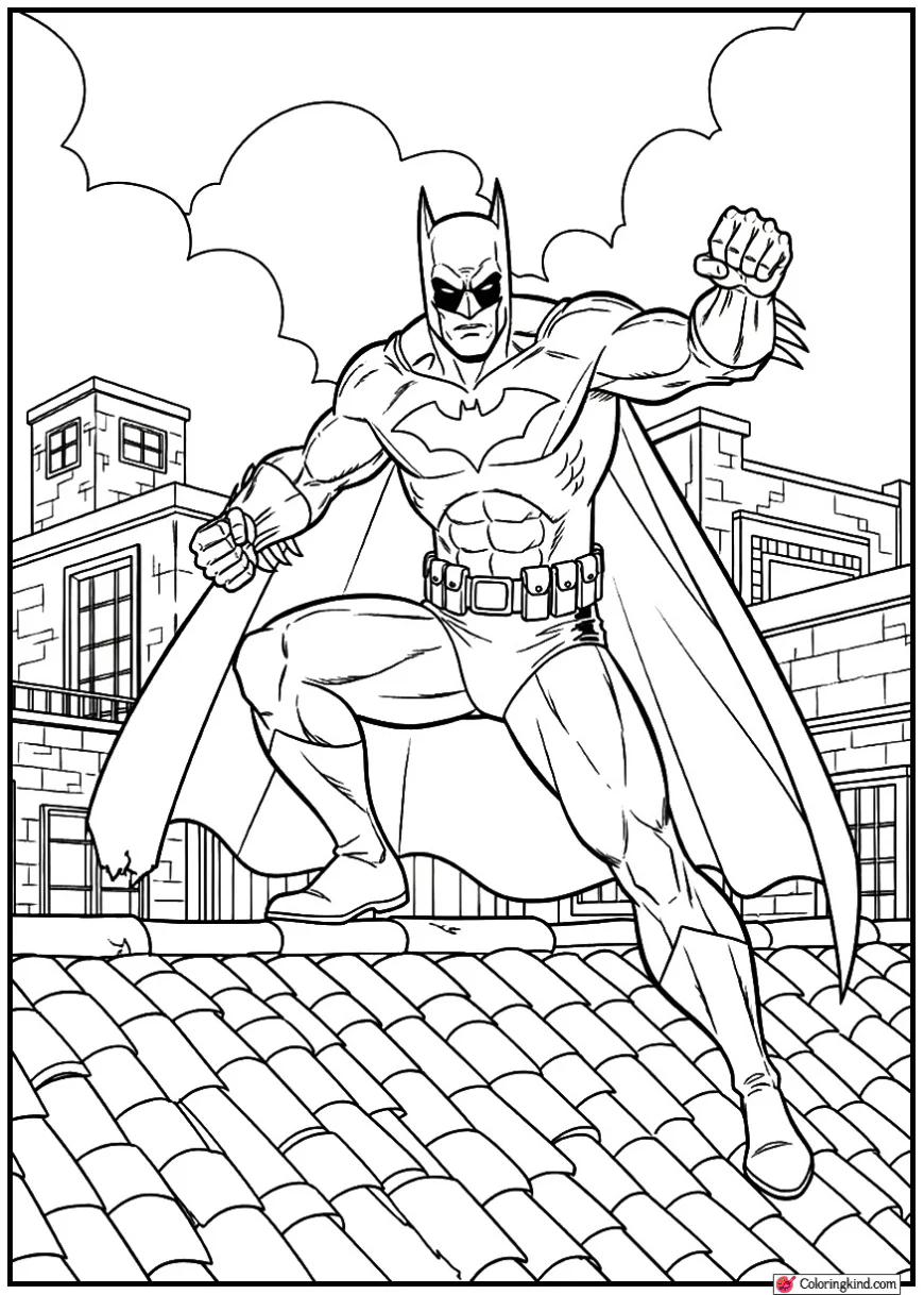 Batman Rooftop Fight Scene with Dynamic City Background