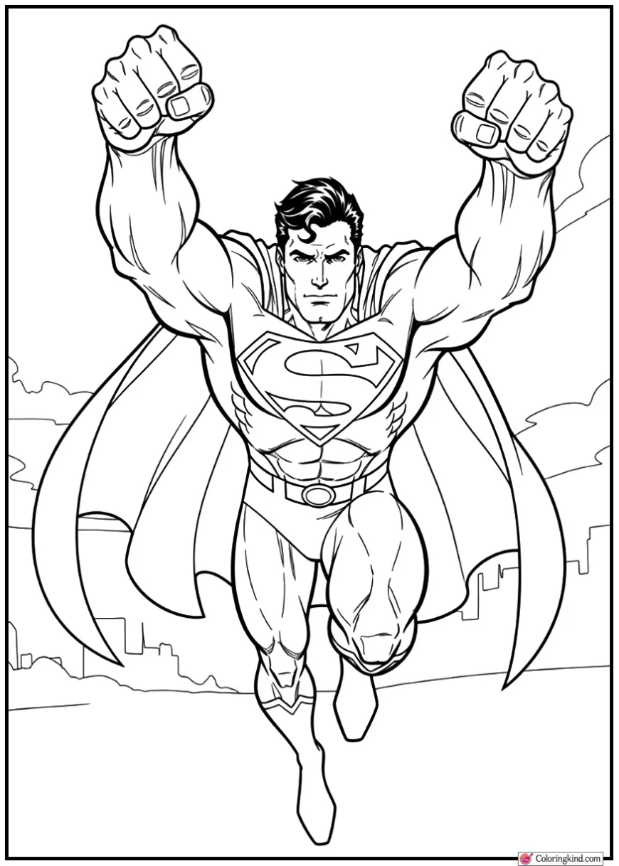 Superman Charging Forward with Fists Raised for Battle
