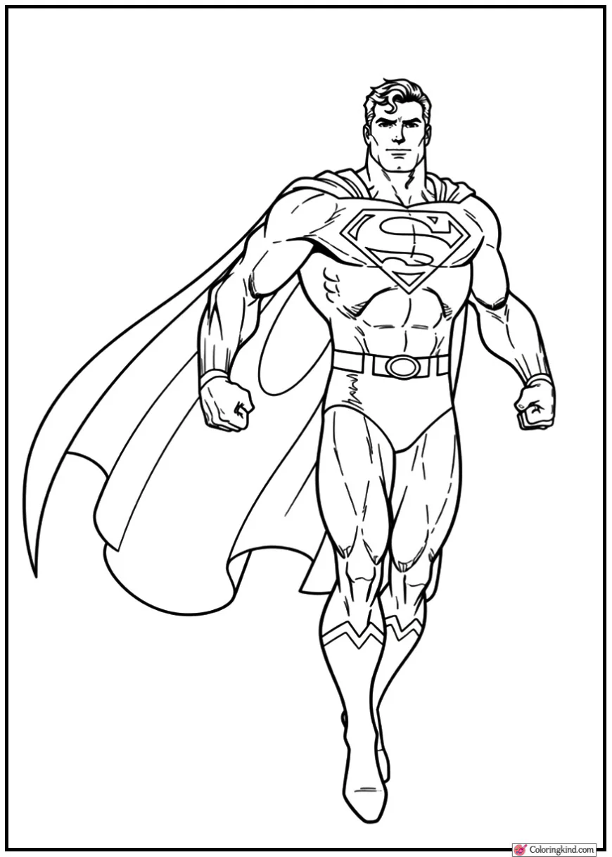 Superman Power Pose with Cape Flowing Behind Him