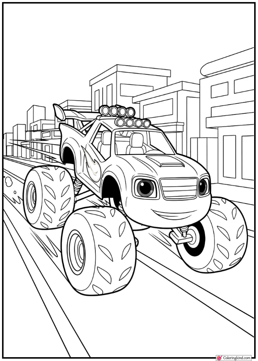 Blaze Racing Through Axle City