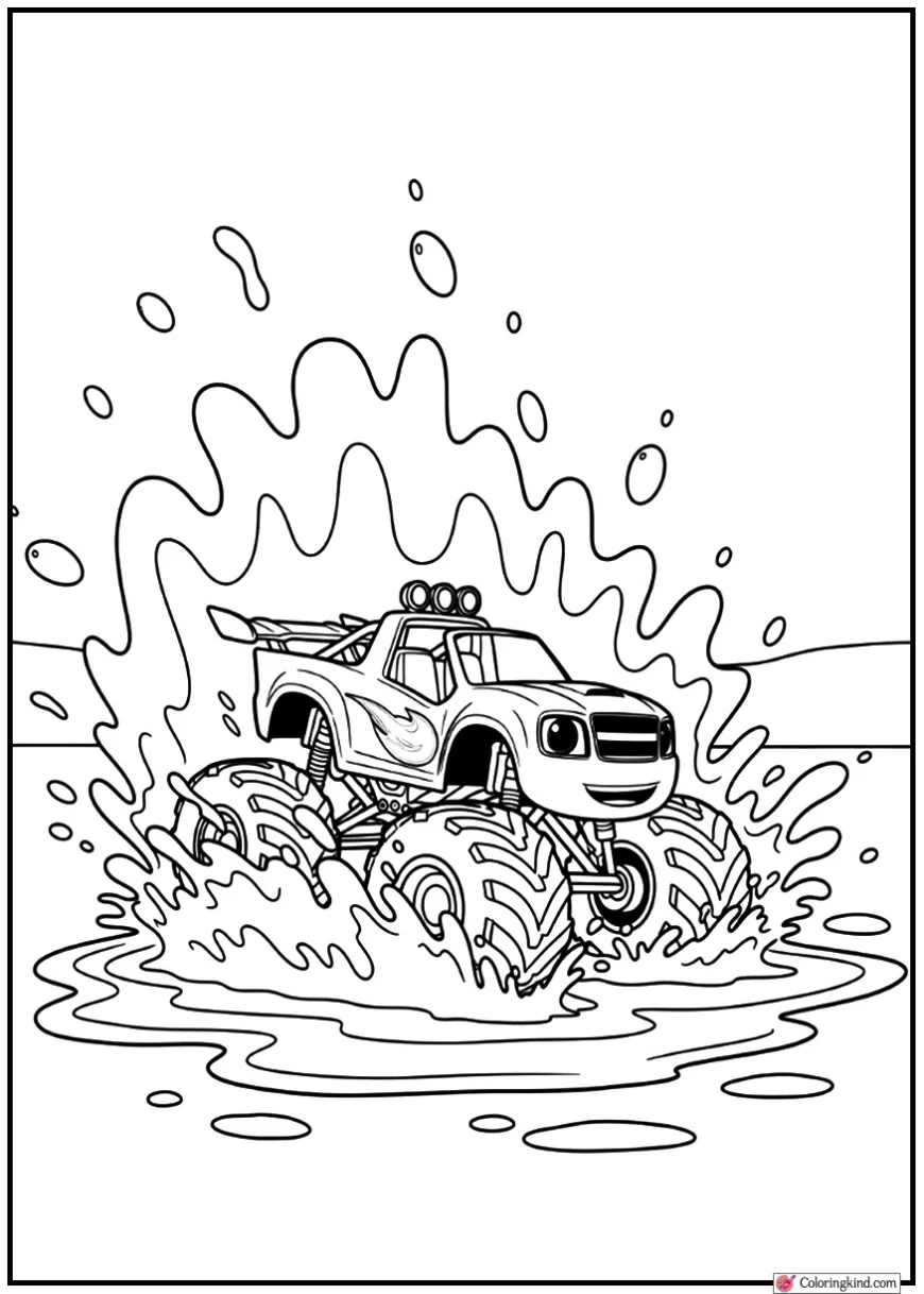 Blaze Splashing Through Mud