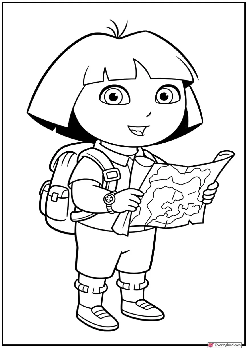 Dora with Backpack and Map Close-Up