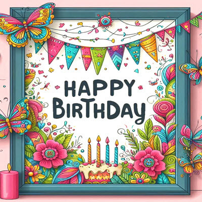 Happy Birthday colouring pages